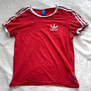 A red adidas T shirt